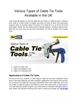 Various Types of Cable Tie Tools Available in the UK