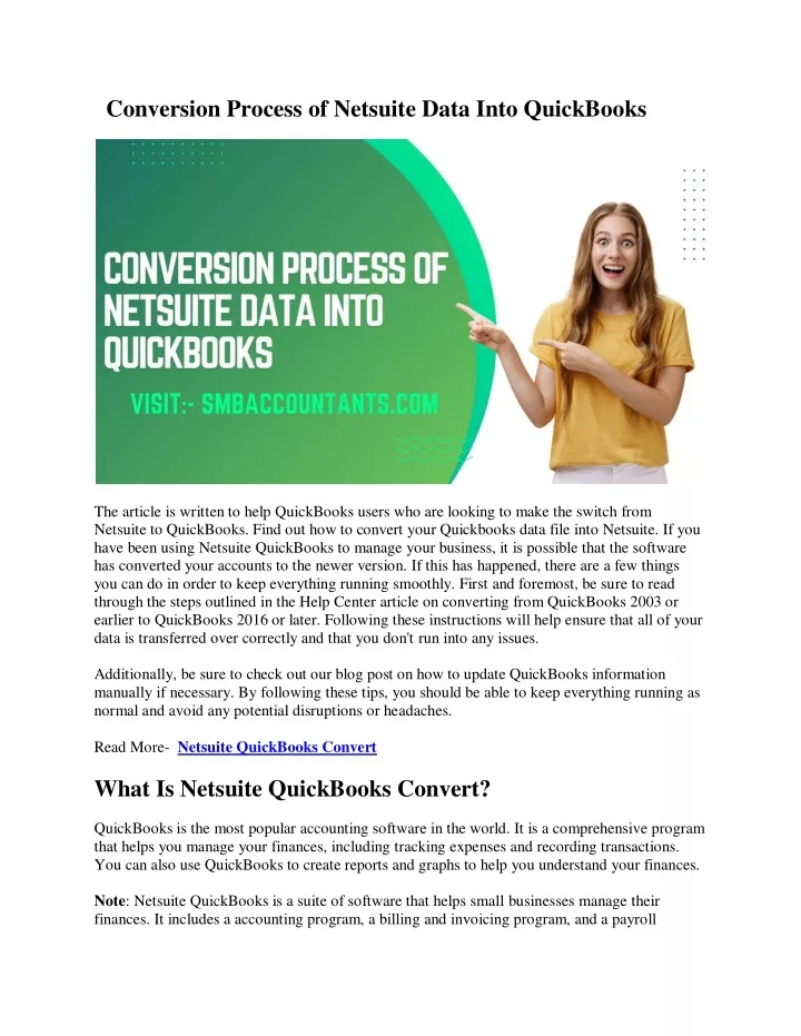 conversion process of netsuite data into