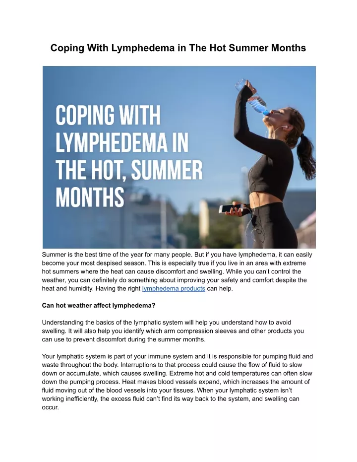 coping with lymphedema in the hot summer months