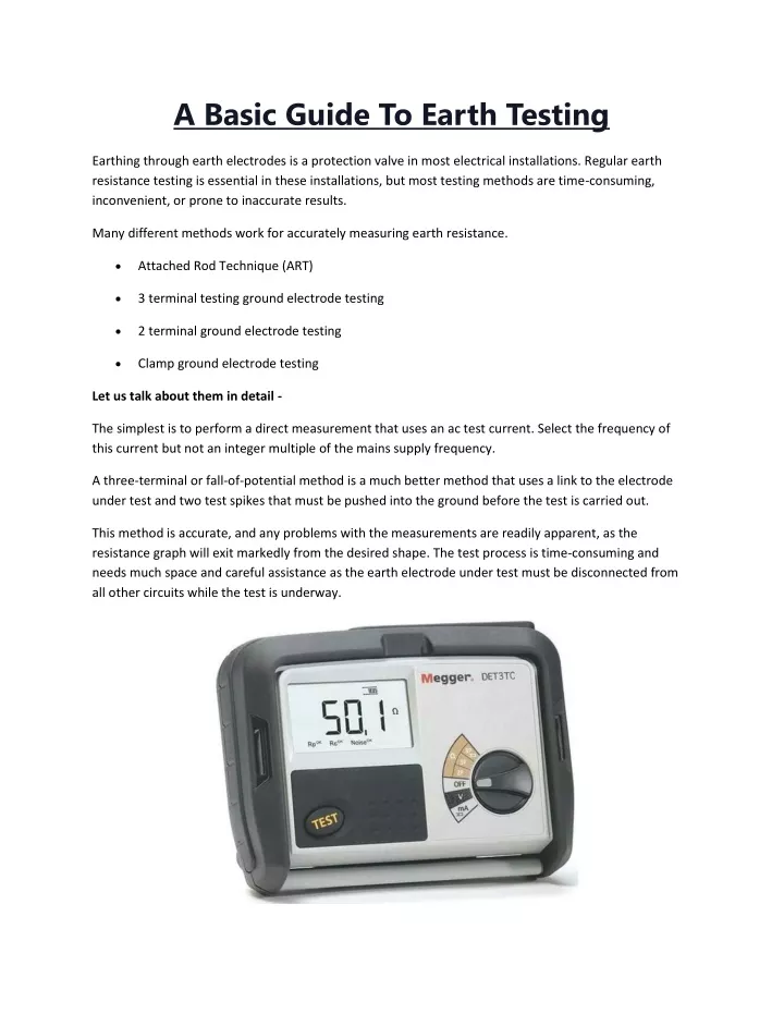 a basic guide to earth testing