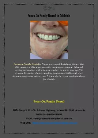 Focus On Family Dental in Adelaide