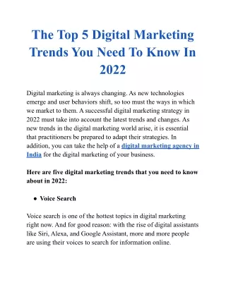 The Top 5 Digital Marketing Trends You Need To Know In 2022