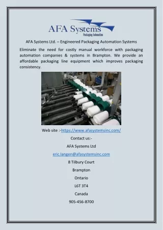 afa systems ltd engineered packaging automation