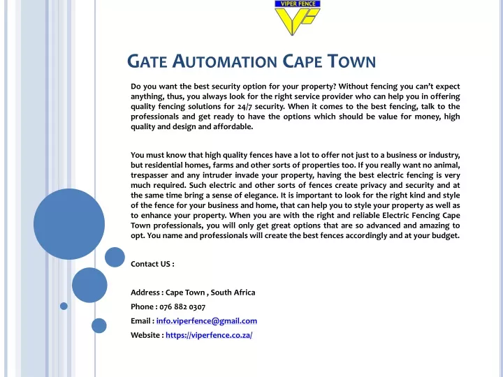 gate automation cape town