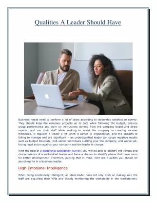qualities a leader should have