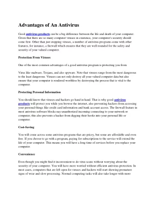 advantages of an antivirus