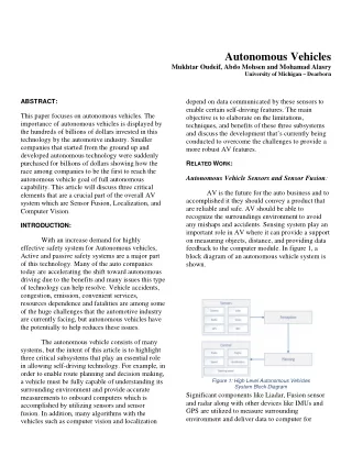 Autonomous Vehicles