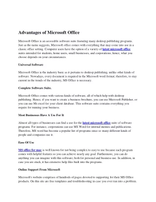 advantages of microsoft office