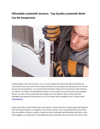 affordable locksmith services top quality