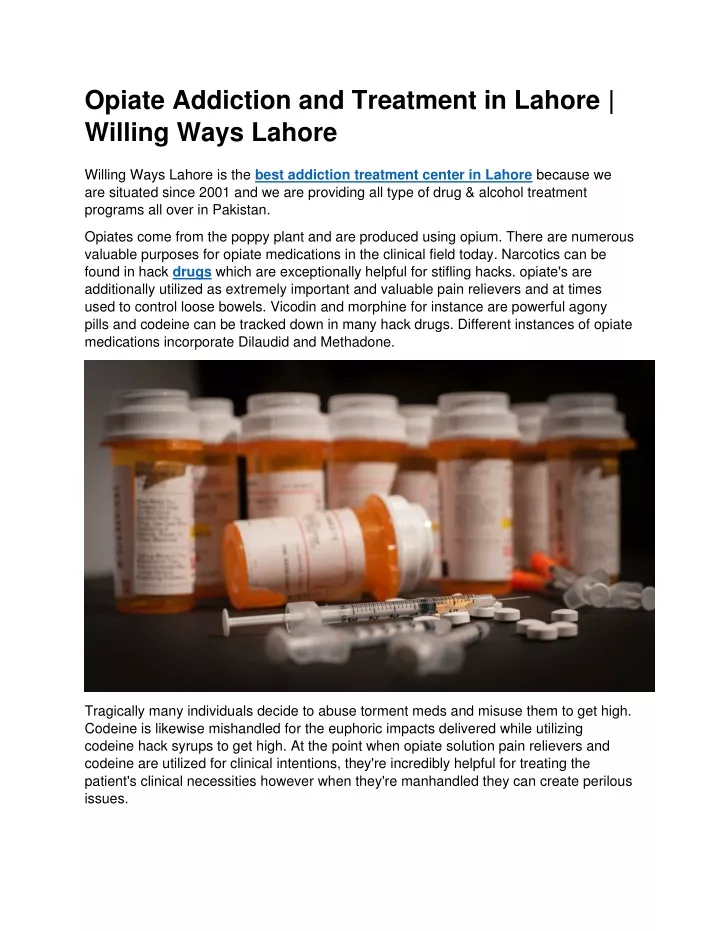opiate addiction and treatment in lahore willing