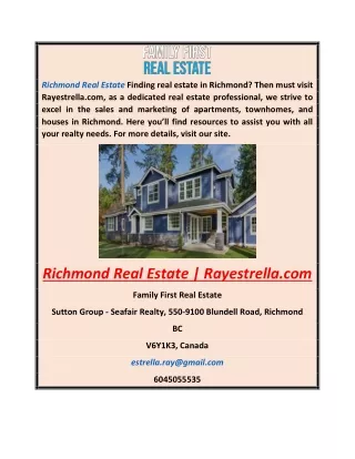 Richmond Real Estate  Rayestrella.com
