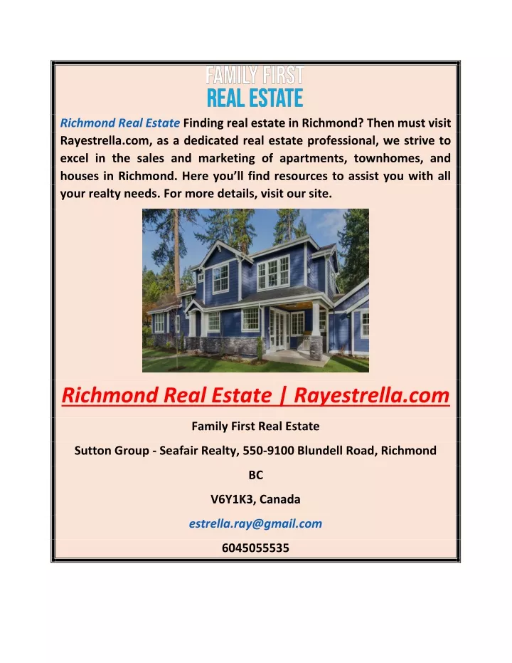 richmond real estate finding real estate