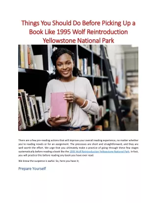 Things You Should Do Before Picking Up a Book Like 1995 Wolf Reintroduction Yell