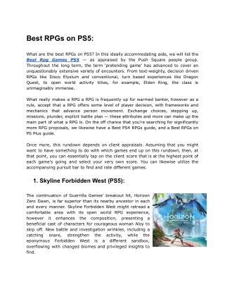 Best RPG Games On PS5  Universal PlayStation