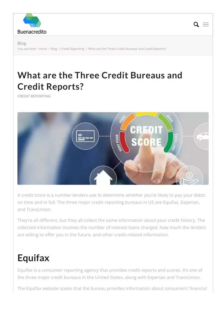 PPT - What Are The Three Credit Bureaus And Credit Reports? PowerPoint ...