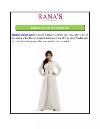 Designer Anarkali Suit | Ranas.com