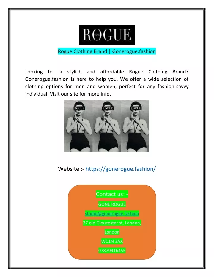 rogue clothing brand gonerogue fashion