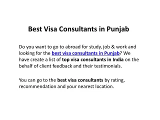Best Visa Consultants in Punjab To Get Study Visa