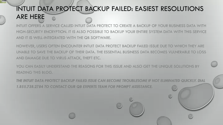 intuit data protect backup failed easiest resolutions are here