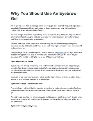 Why You Should Use An Eyebrow Gel