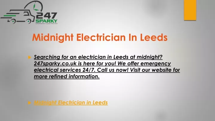 midnight electrician in leeds