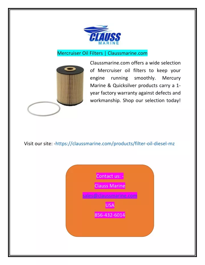 mercruiser oil filters claussmarine com