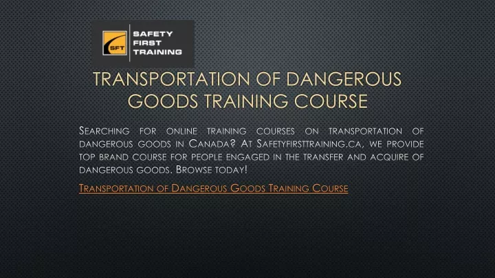 transportation of dangerous goods training course