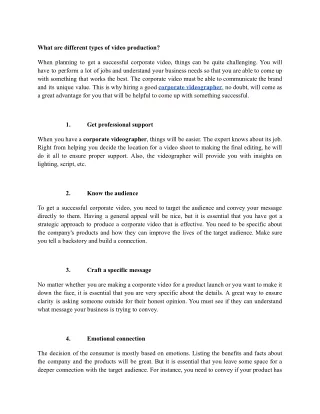 What are different types of video production_