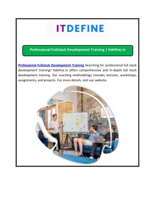 Professional Fullstack Development Training | Itdefine.in