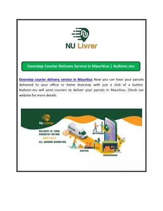 Doorstep Courier Delivery Service in Mauritius | Nulivrer.mu