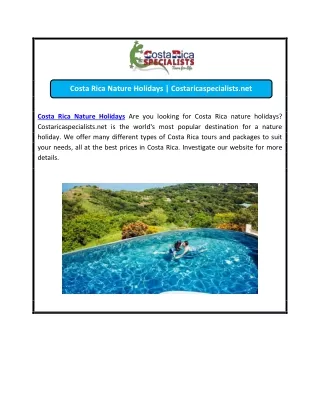 Costa Rica Nature Holidays | Costaricaspecialists.net