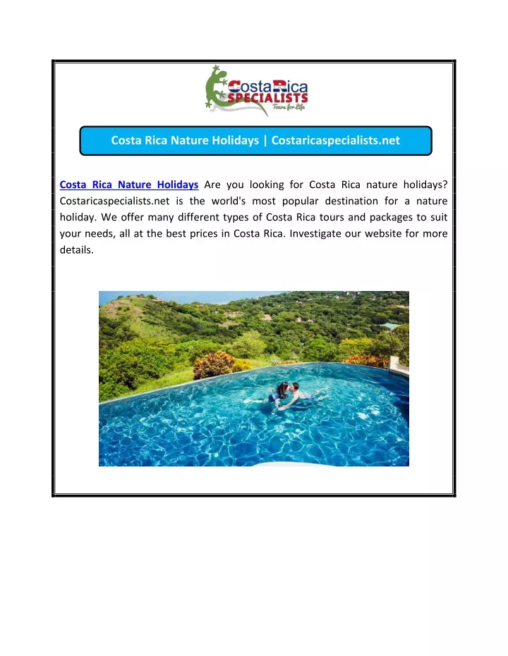 PPT - Costa Rica Nature Holidays | Costaricaspecialists.net PowerPoint