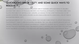 quickbooks error 15271 and some quick ways to resolve it