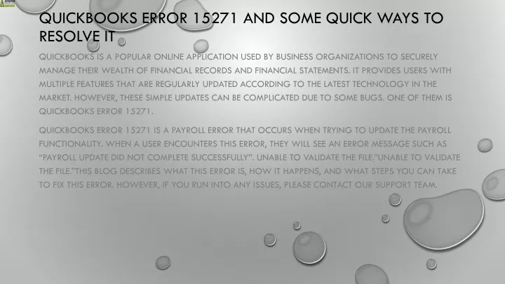 quickbooks error 15271 and some quick ways to resolve it