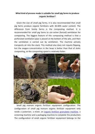 small pig farms produce organic fertilizer