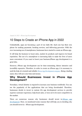 10 Steps to Create an iPhone App in 2022