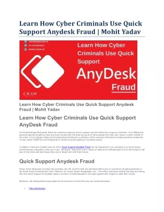 learn how cyber criminals use quick support