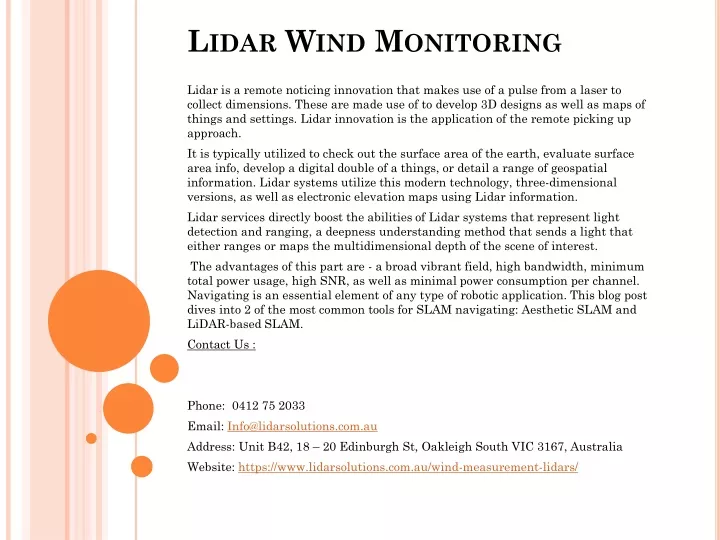 lidar wind monitoring