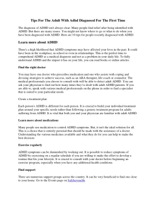 tips for the adult with adhd diagnosed