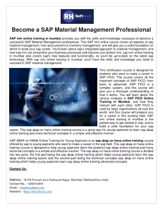 SAP mm online training in mumbai