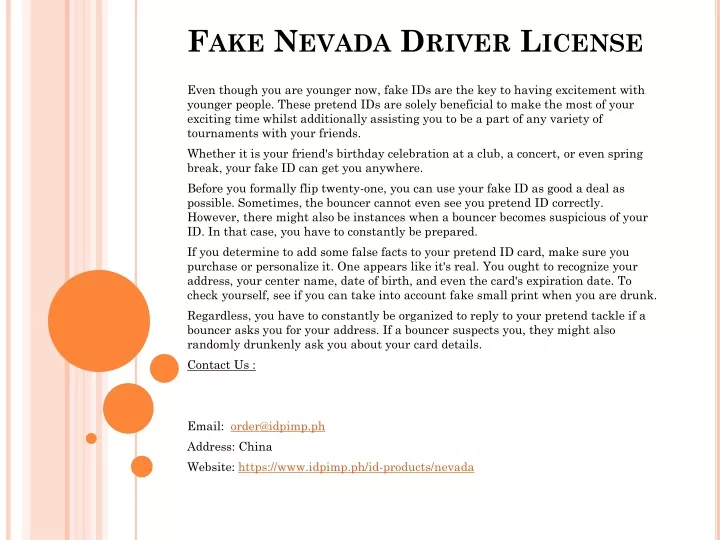 fake nevada driver license