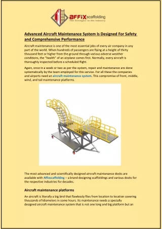advanced aircraft maintenance system is designed