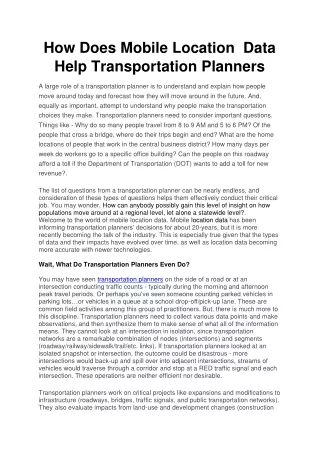 how does mobile location data help transportation