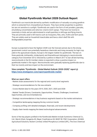 2022 Pyrethroids Industry Global Analysis Report