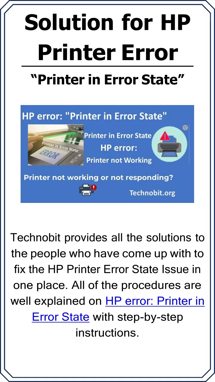 solution for hp printer error printer in error