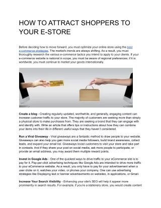 HOW TO ATTRACT SHOPPERS TO YOUR E-STORE (1)
