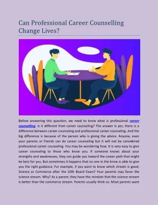 Can Professional Career Counselling Change Lives