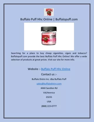 Buffalo Puff Hhc Online  Buffalopuff