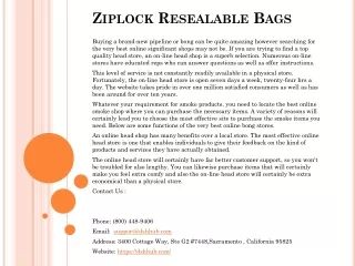Ziplock Resealable Bags