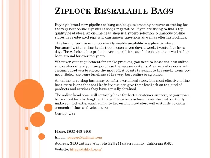 ziplock resealable bags